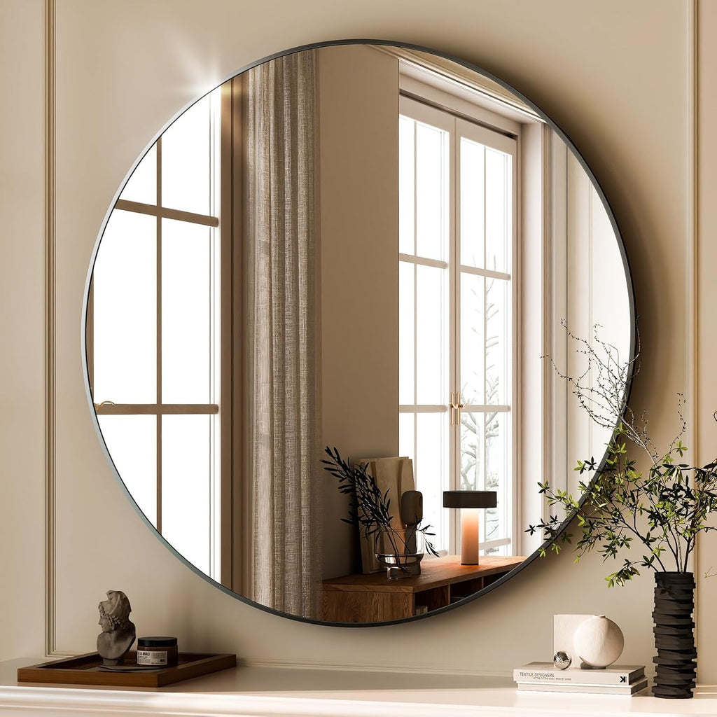Black Round Mirror — 20" - View 2
