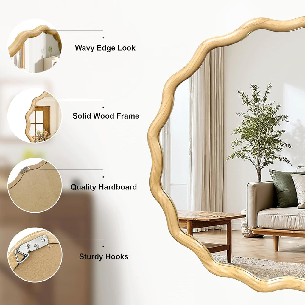 Round Farmhouse Beige Mirror — 24" - View 3