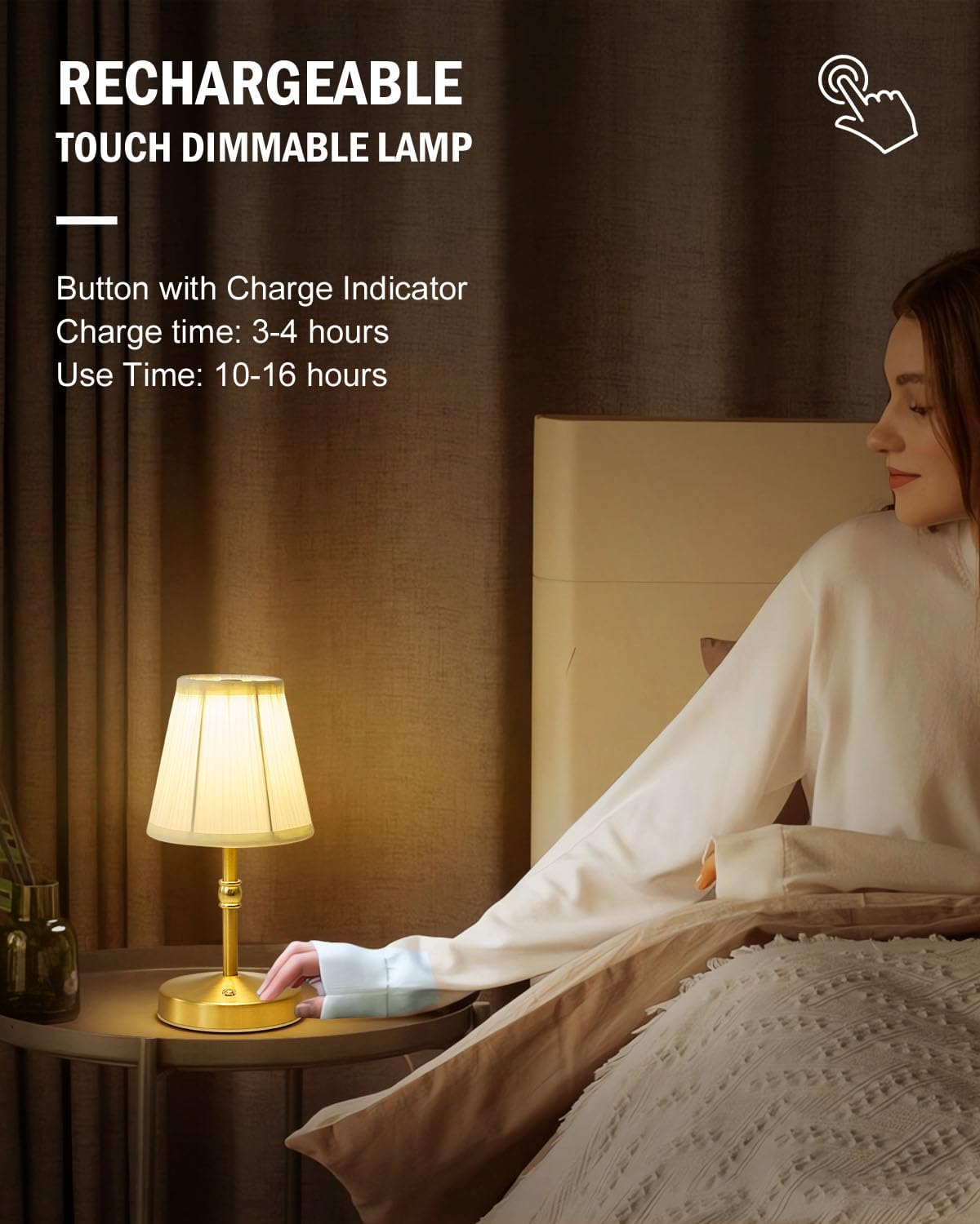 Cordless Luxe Black Table Lamp — 8" - View 3