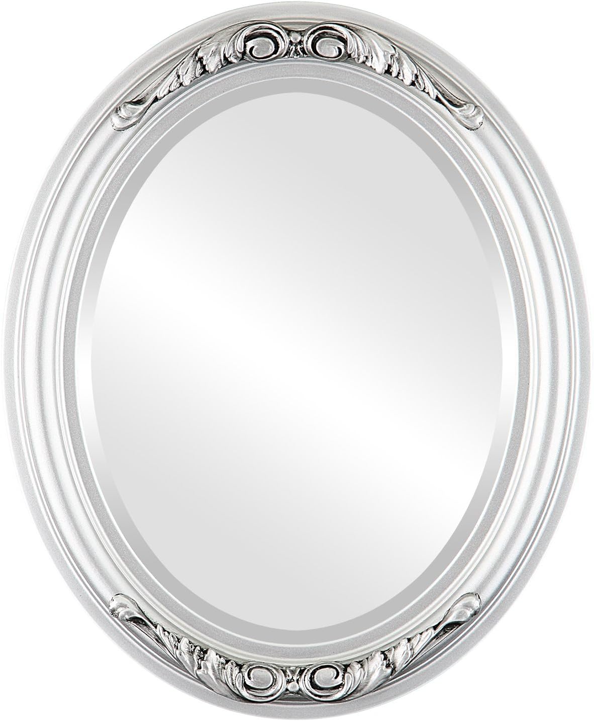 Beveled Luxe Beige Wall Mirror — 20" — Silver Spray