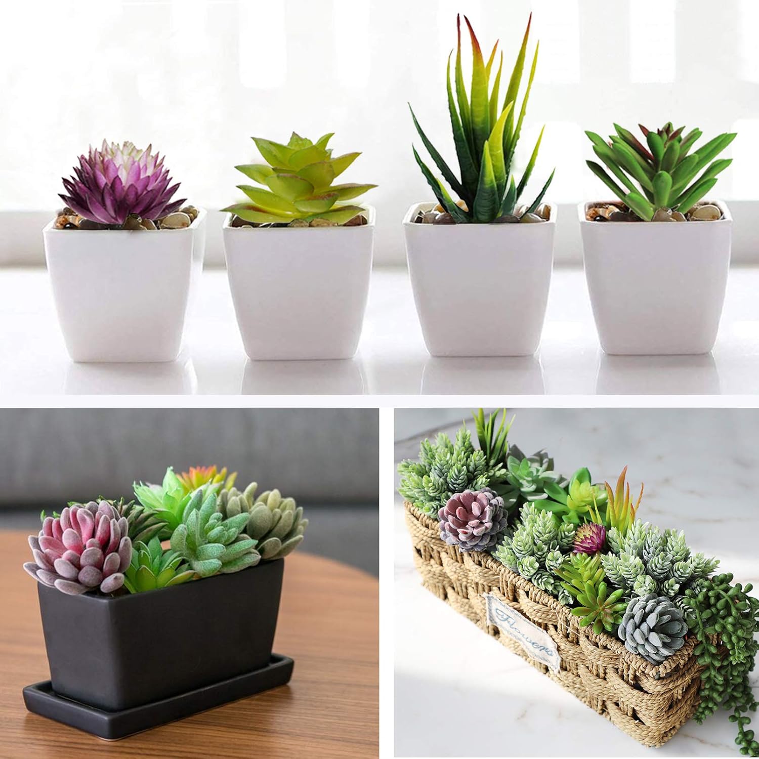 Wood Faux Succulent - View 3