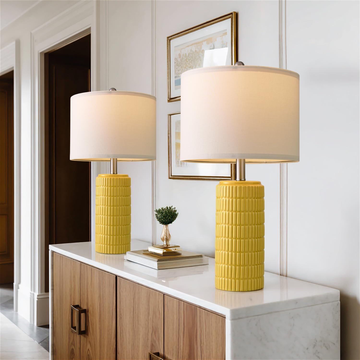 Modern Beige Desk Lamp — 23" — Modern Yellow - 23'' Ceramic Lamps