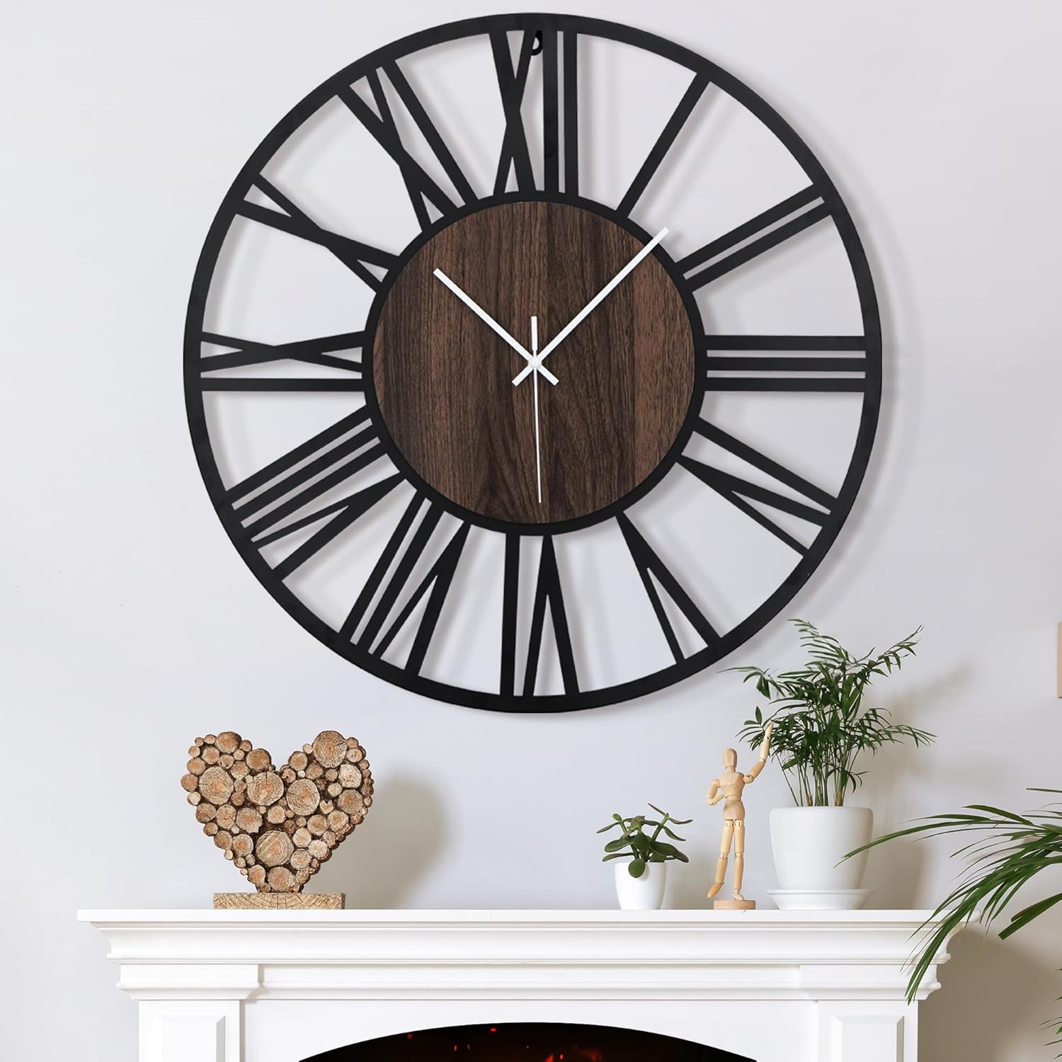 Battery Operated Modern Brown Wall Clock — 14" — 14inch