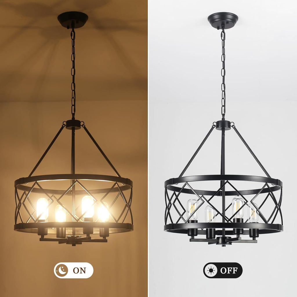 Farmhouse Black Chandelier — 4-Light - View 6