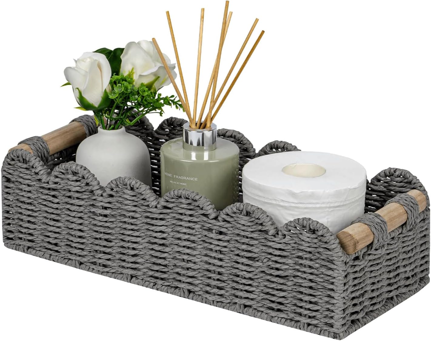 Beige Storage Basket — 14" — Grey