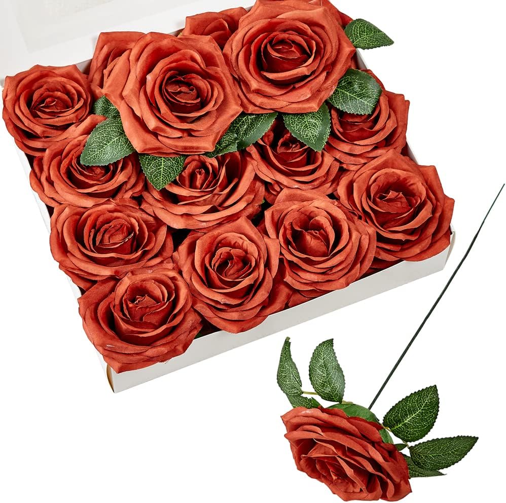 Black Artificial Flowers — Burnt Orange