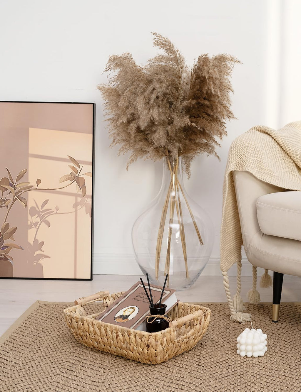 Hand-Woven Boho Beige Storage Basket - View 8
