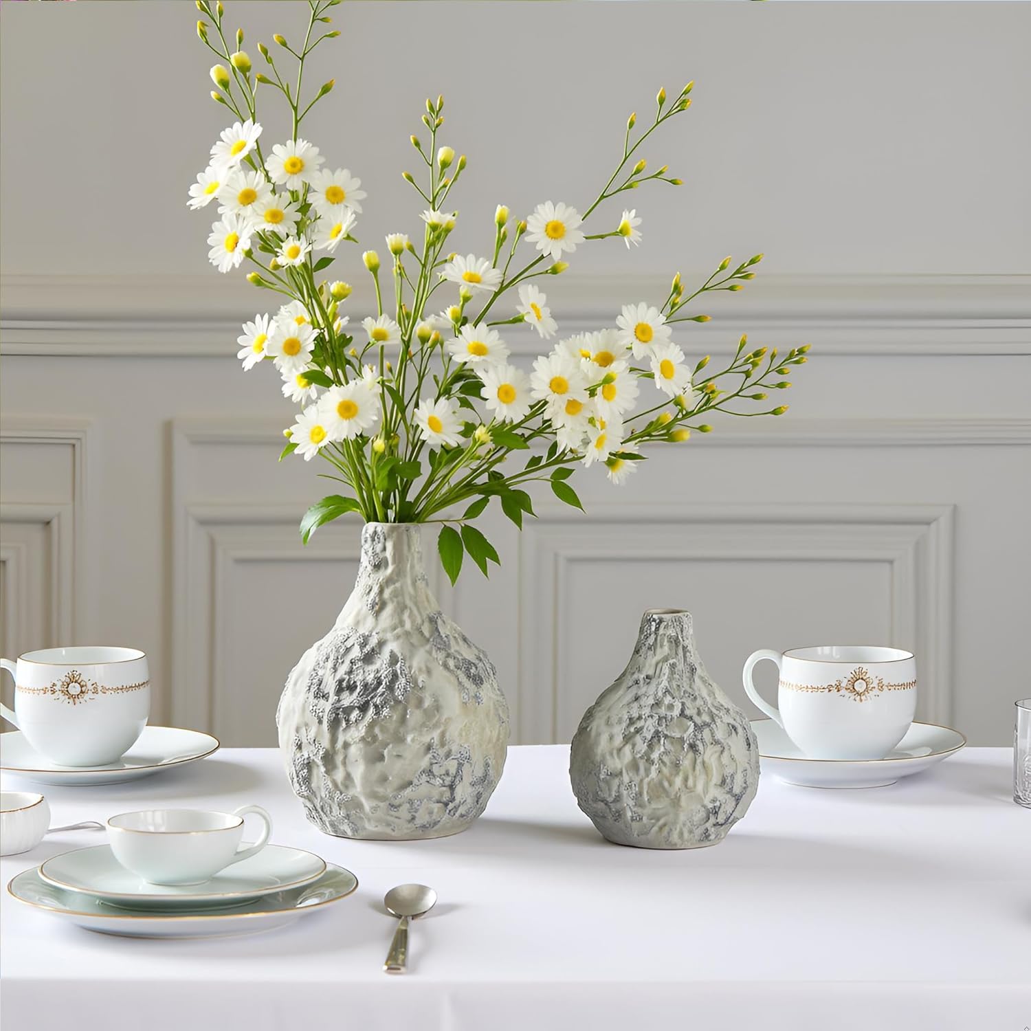 Round Farmhouse Blue Vase Set — Set of 3 — 109-2