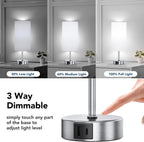 Dimmable Modern Silver Nightstand Lamp — 12.8" - View 3
