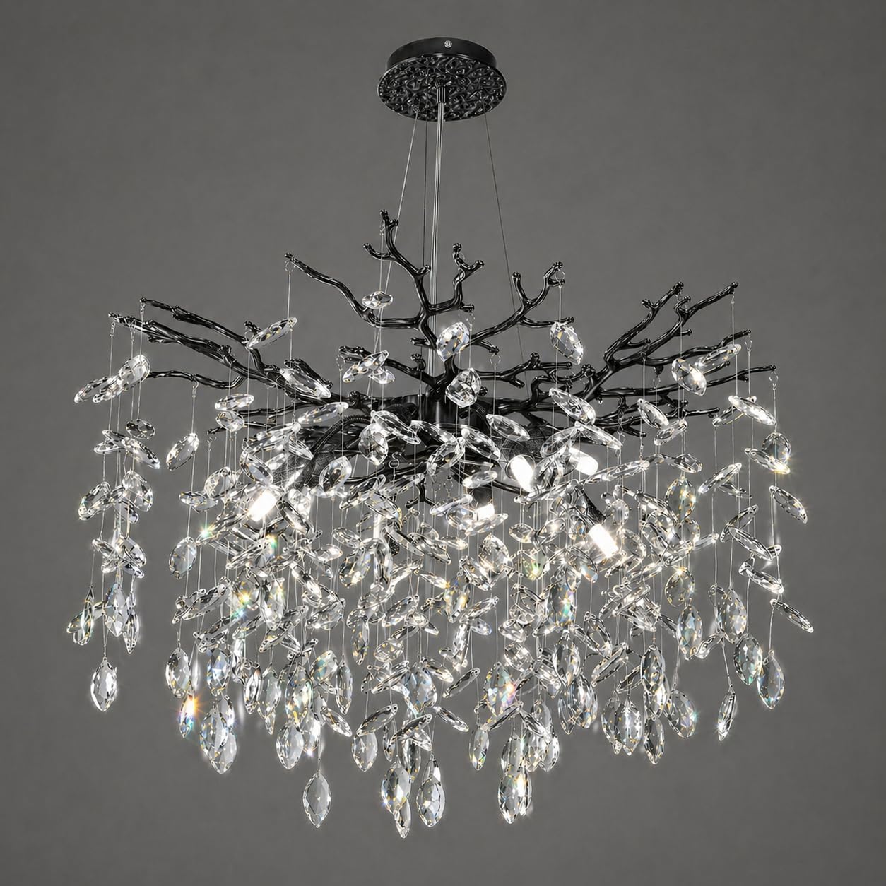 Rectangular Luxe Black Chandelier — 16-Light — Black