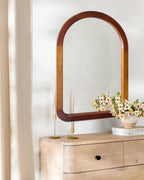 Round Farmhouse Brown Wall Mirror — 30" - View 3
