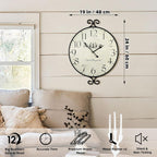 Battery Operated Farmhouse Gold Wall Clock — 24" - View 2