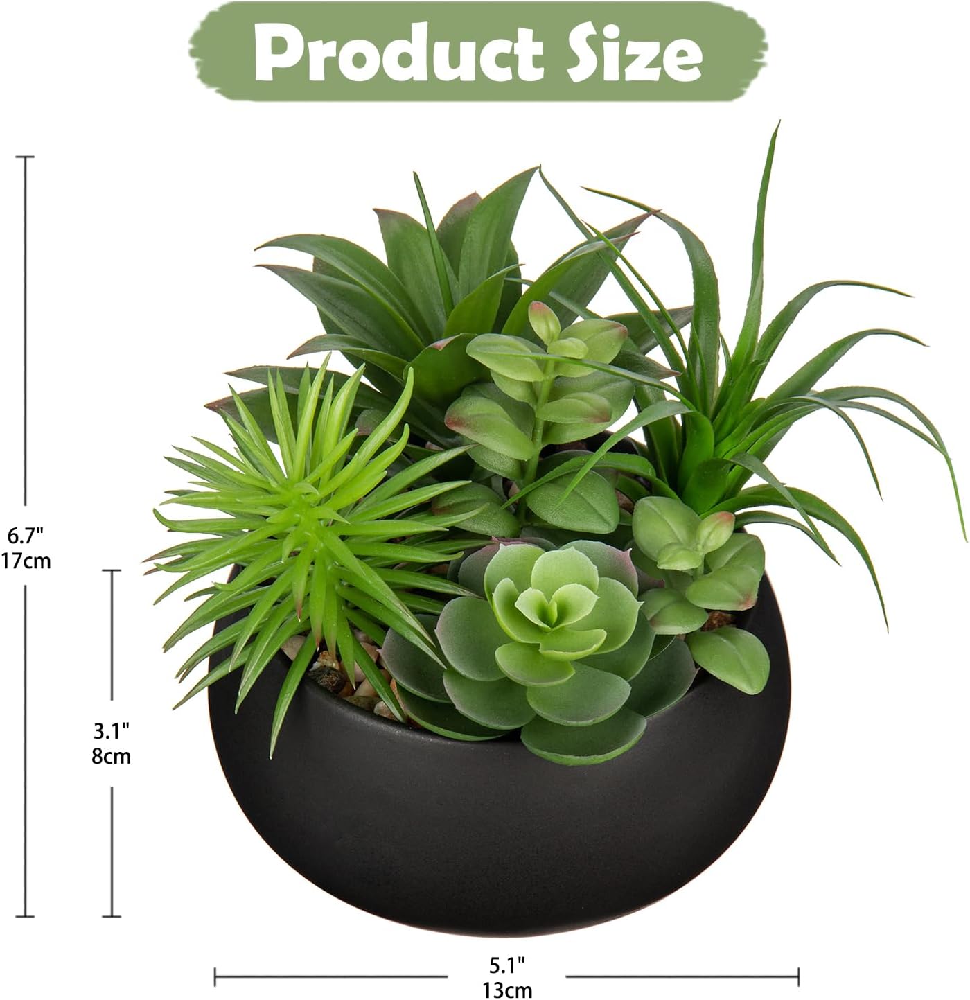 Black Faux Succulent - View 2