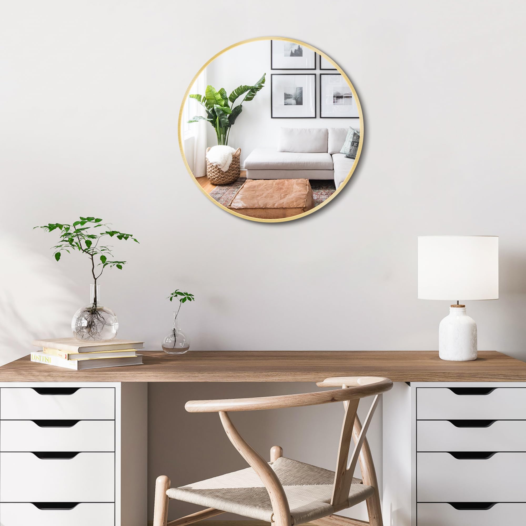 Round Luxe Black Wall Mirror — 12"