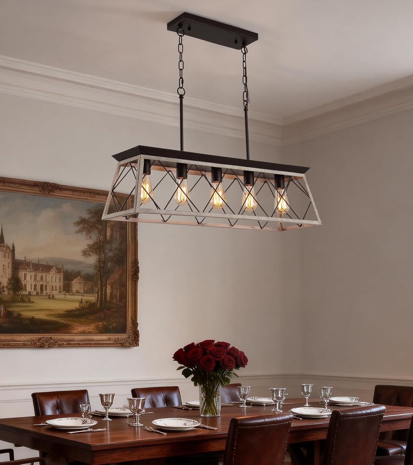 Vintage Farmhouse Gold Chandelier - View 2