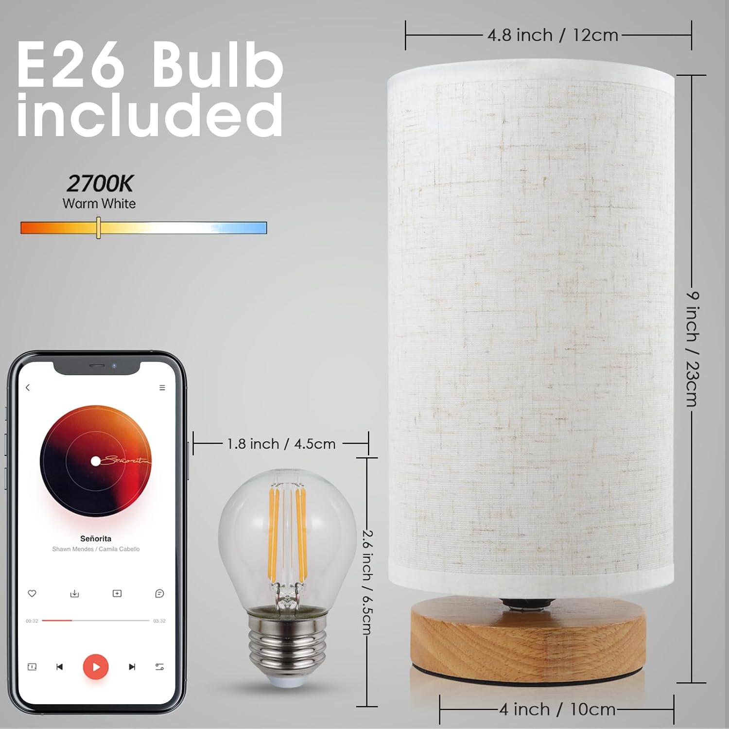 Linen Modern Fabric Desk Lamp — Set of 1 - View 6