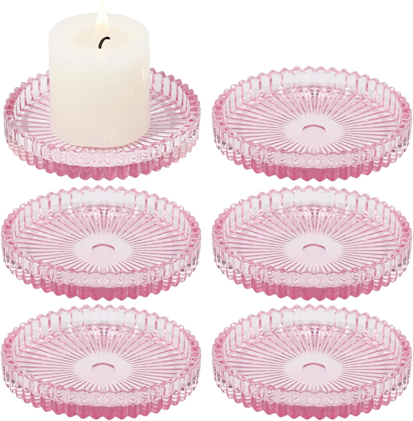 Blue Pillar Candle — 4" — Pink