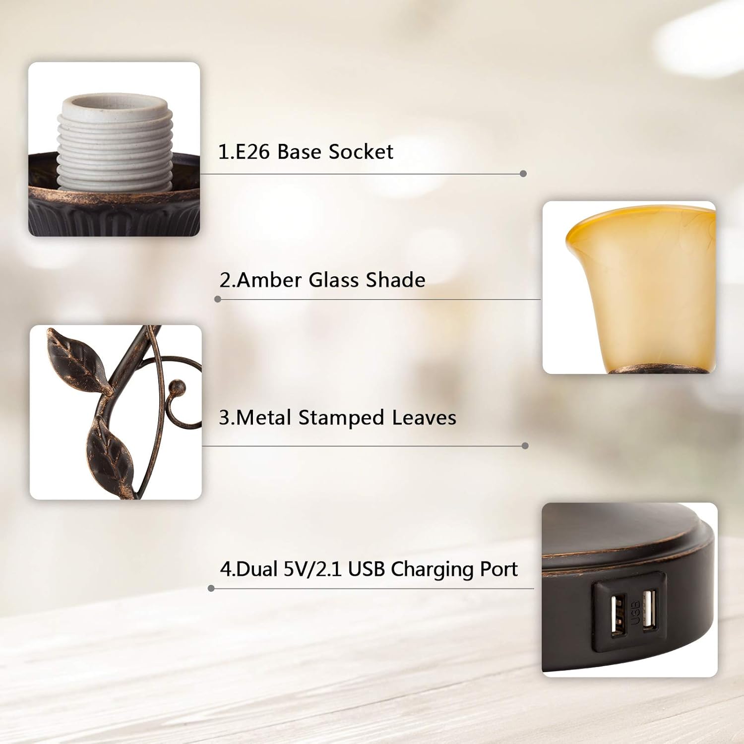 Dimmable Black Nightstand Lamp - View 7