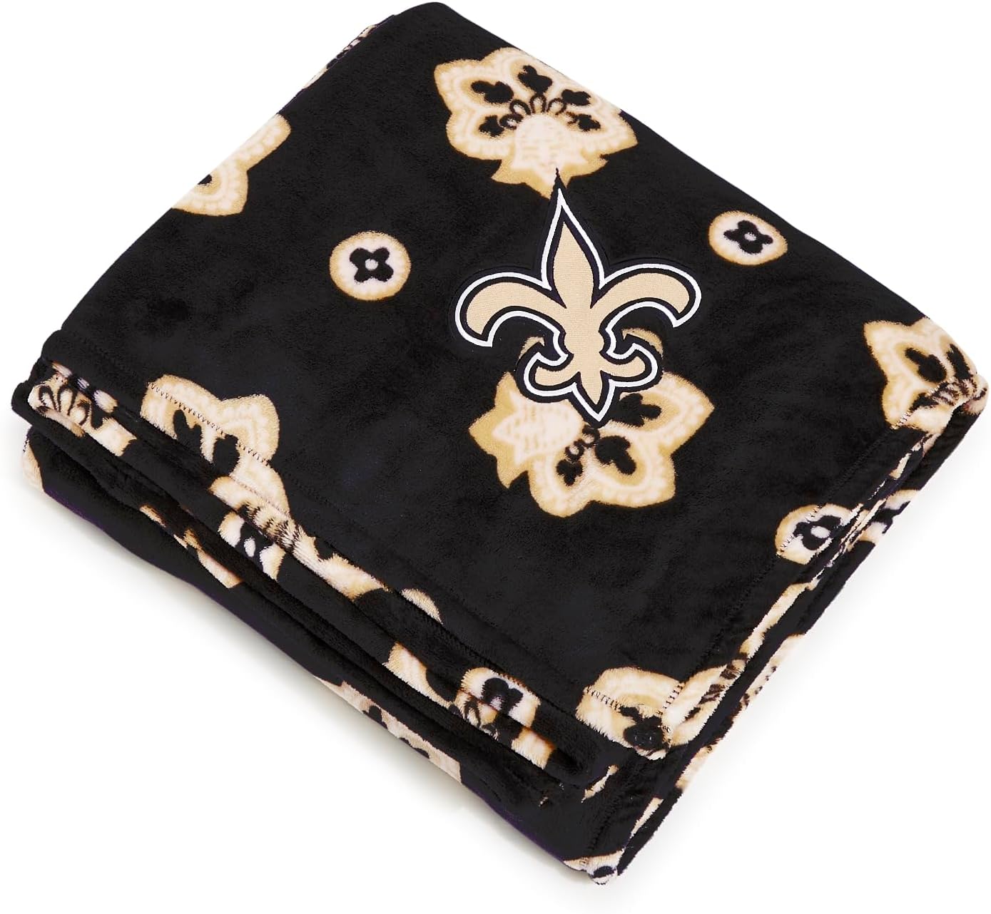 Oversized Beige Throw Pillow — Black/Gold Bandana With New Orleans Saints
