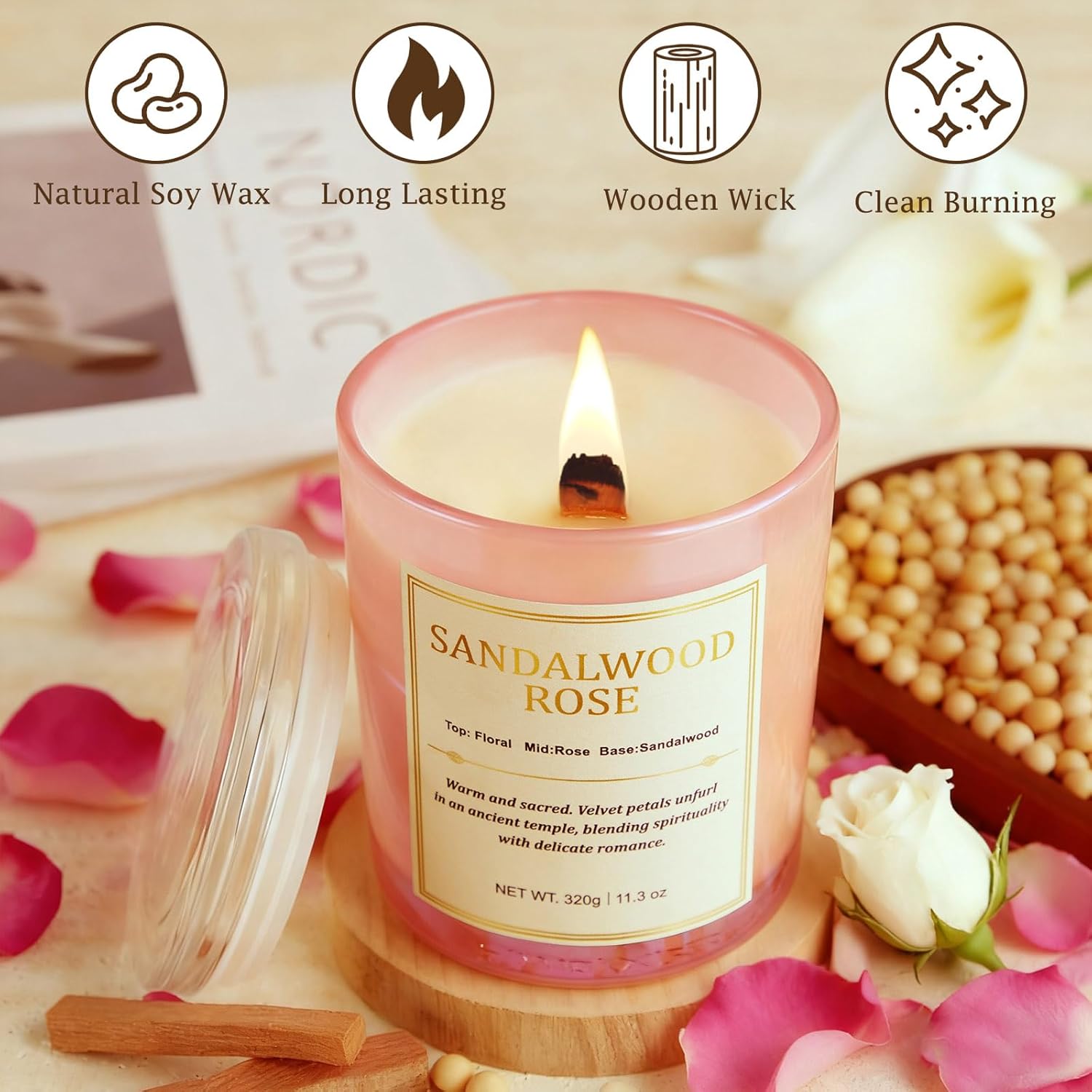 Soy Wax Beige Scented Candle - View 3