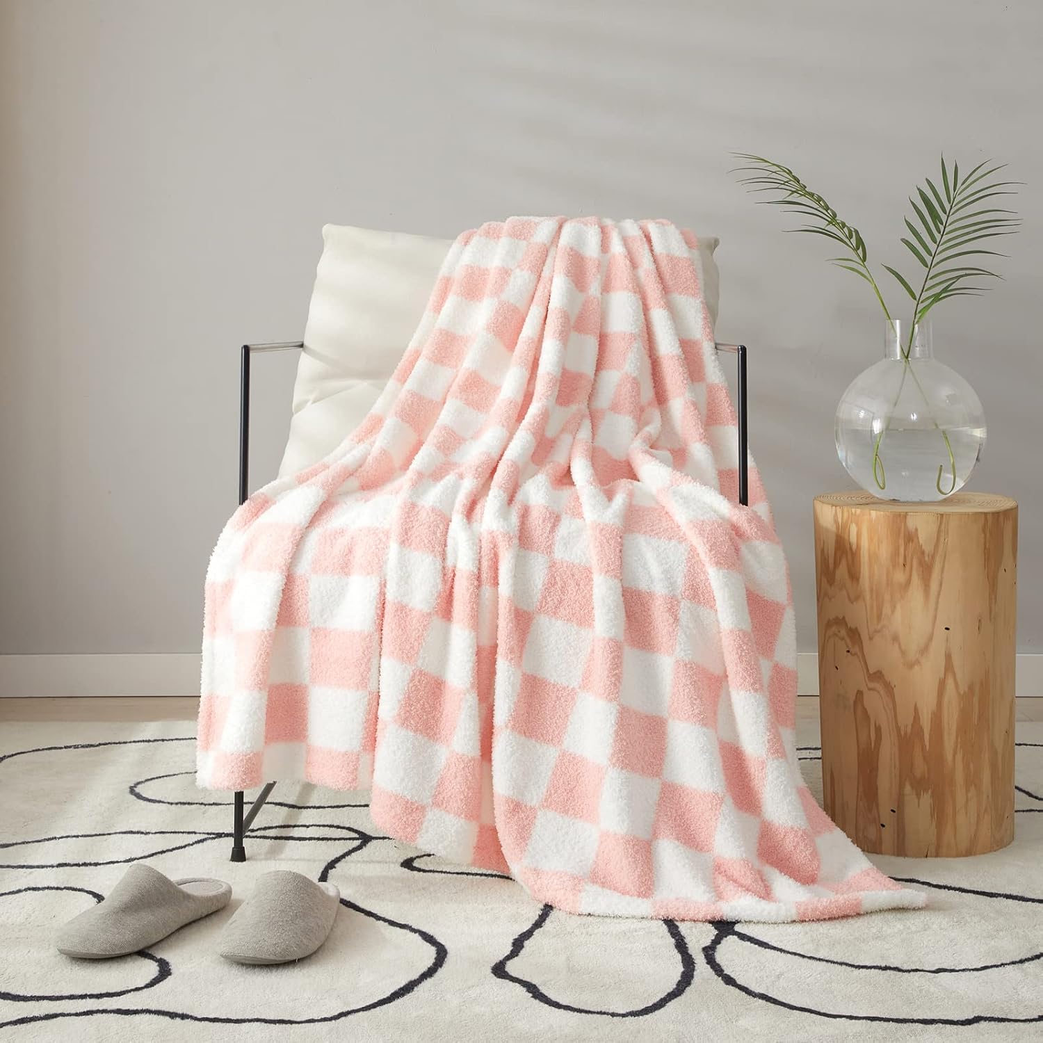 Beige Throw Pillow — 60" — Checkpink