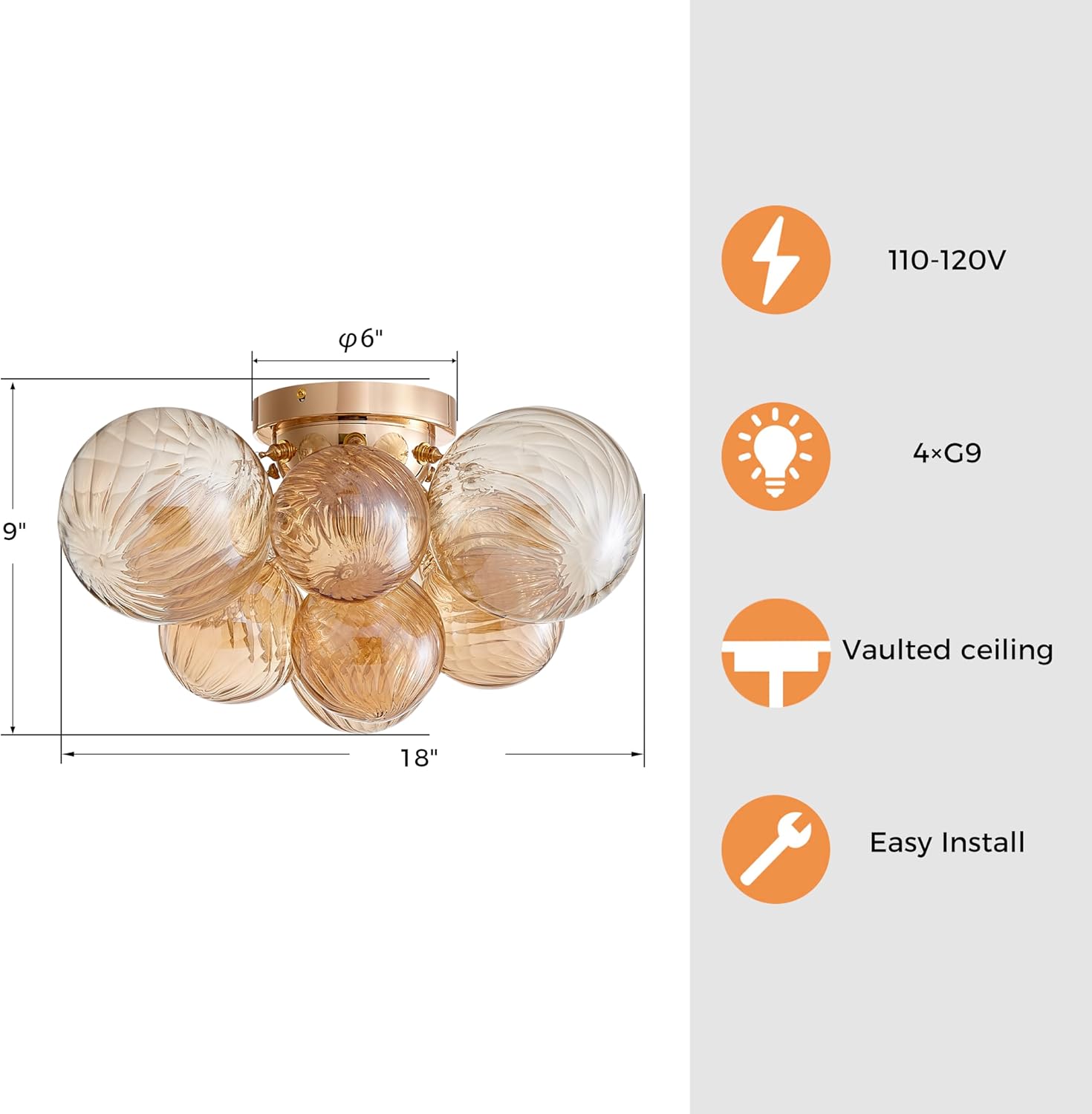 Luxe Gold Chandelier — 4-Light - View 2