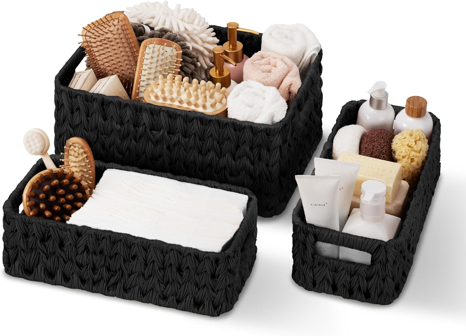 Black Storage Basket — 13" — 14½"L x 10¼"W x 7"H + 2x 13"L x 6"W x 4½"H