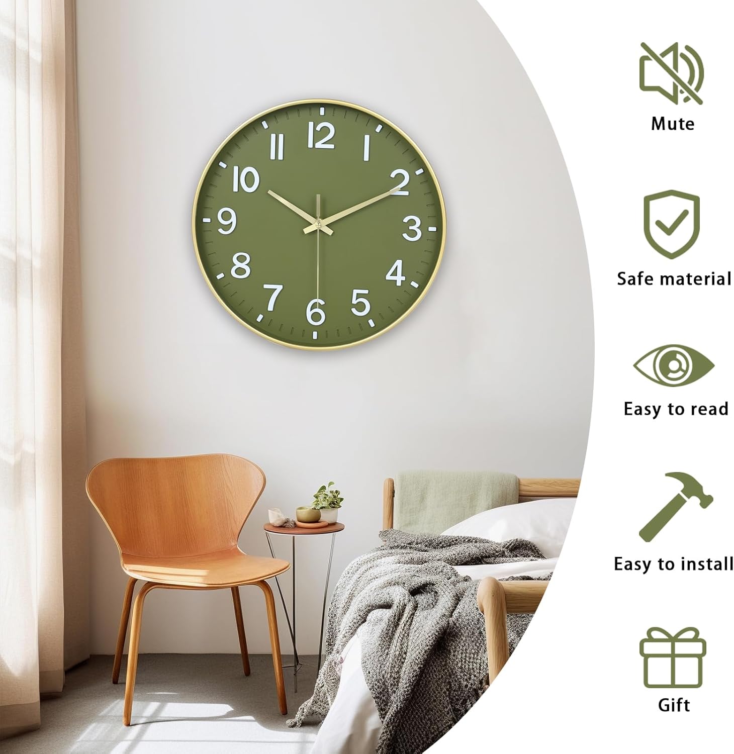 Battery Operated Luxe Black Wall Clock — 8" - View 4