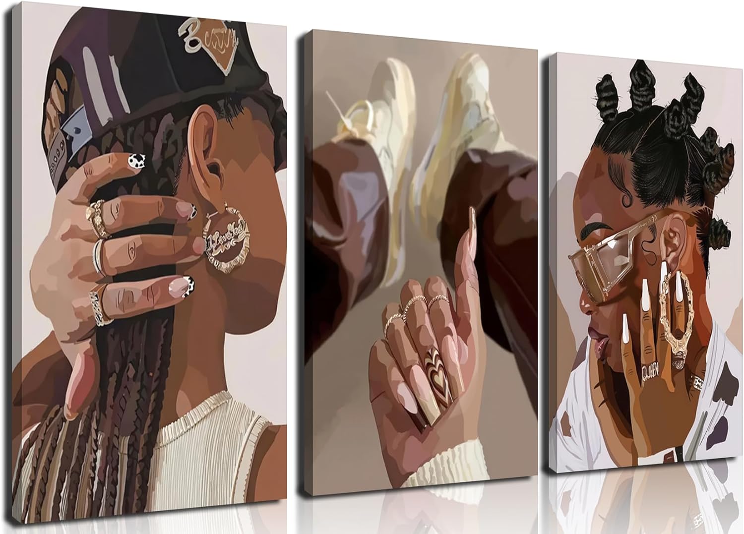 Framed Black Wall Decor — 16" — Black Girl-1