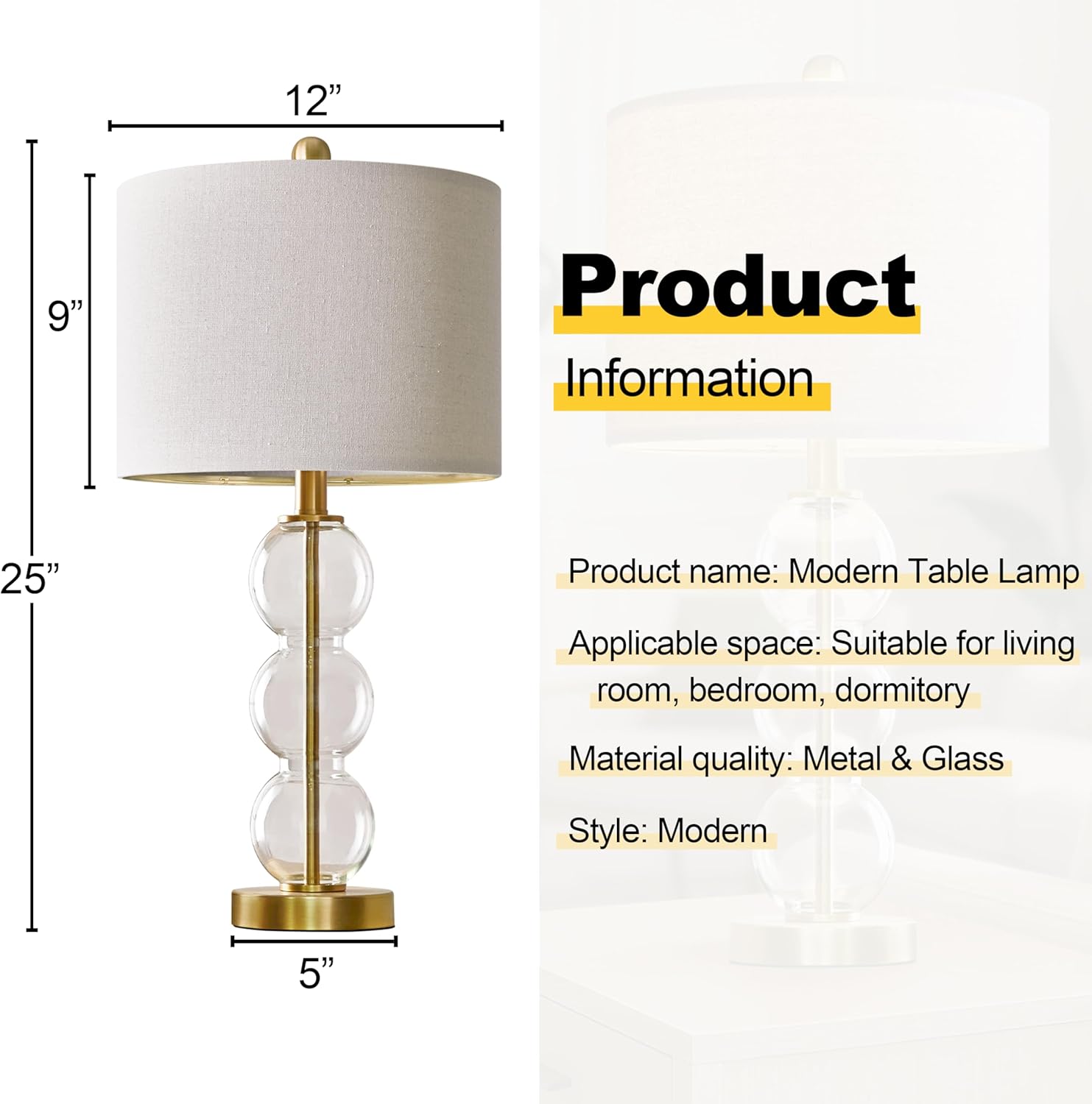 USB Luxe Black Bedside Lamp — 25" - View 4