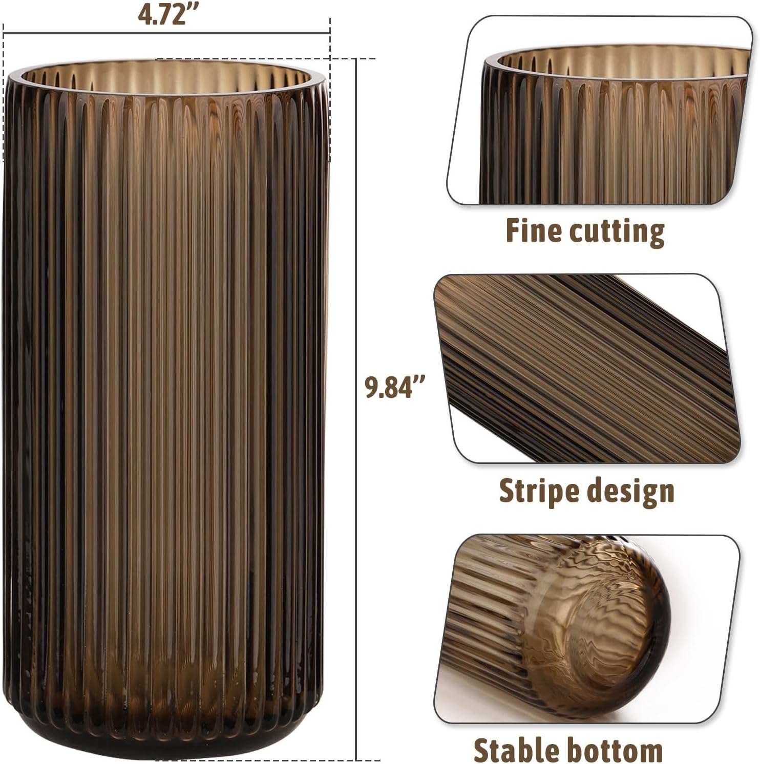 Vintage Brown Flower Vase — 10" - View 2
