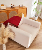 Chenille Boho Beige Throw Pillow — 60" - View 4