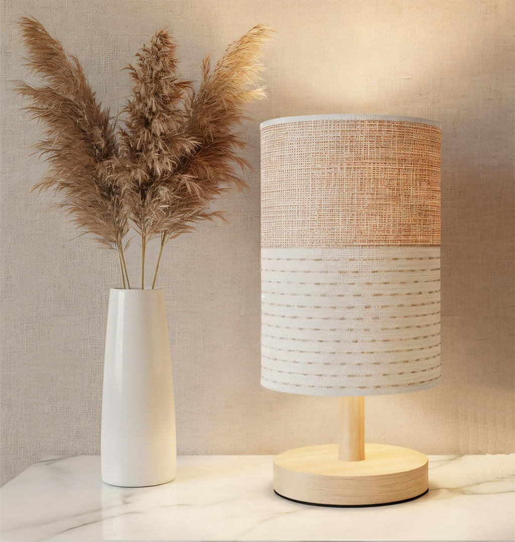 Knit Boho Wood Desk Lamp