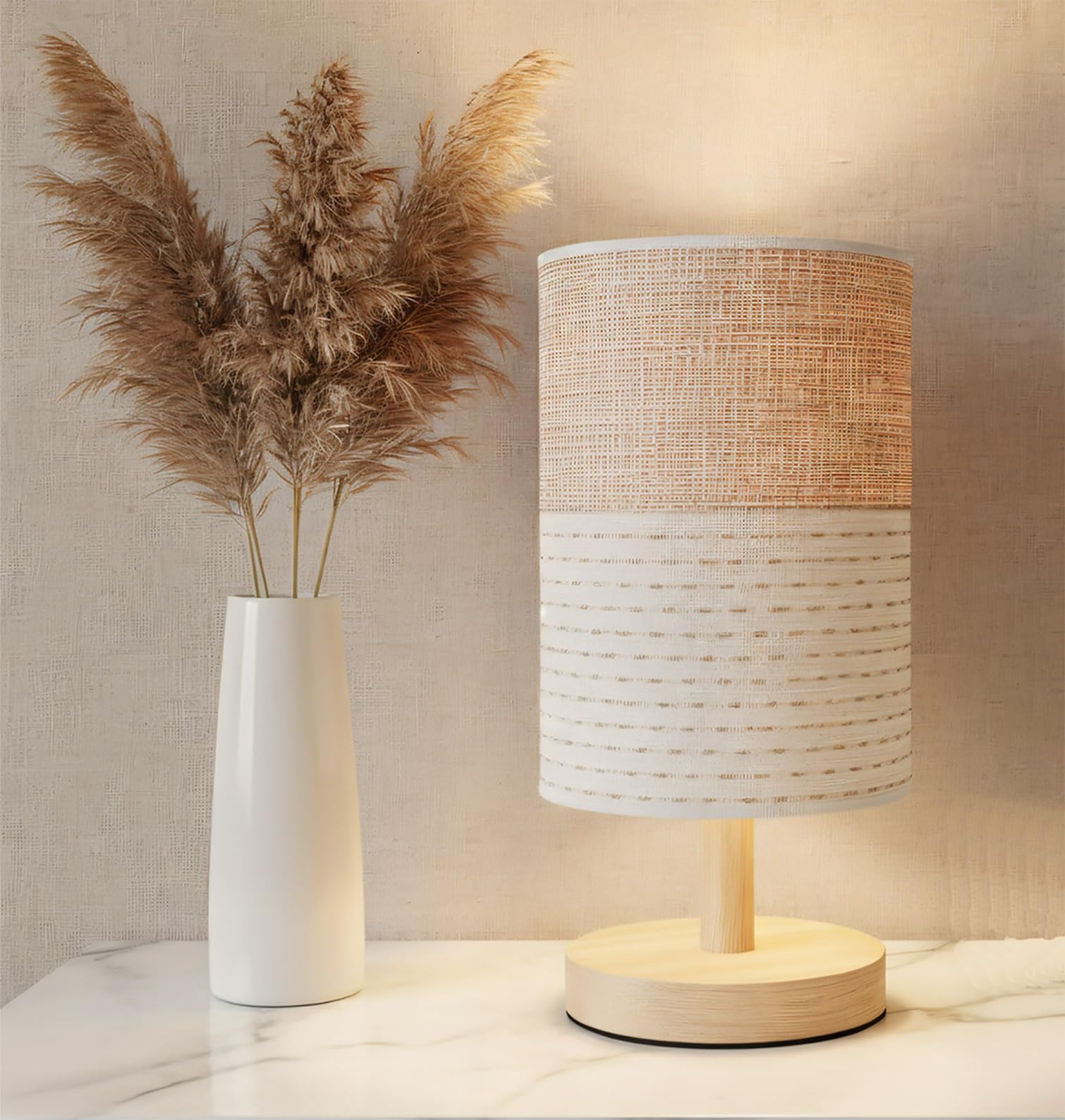 Knit Boho Wood Desk Lamp