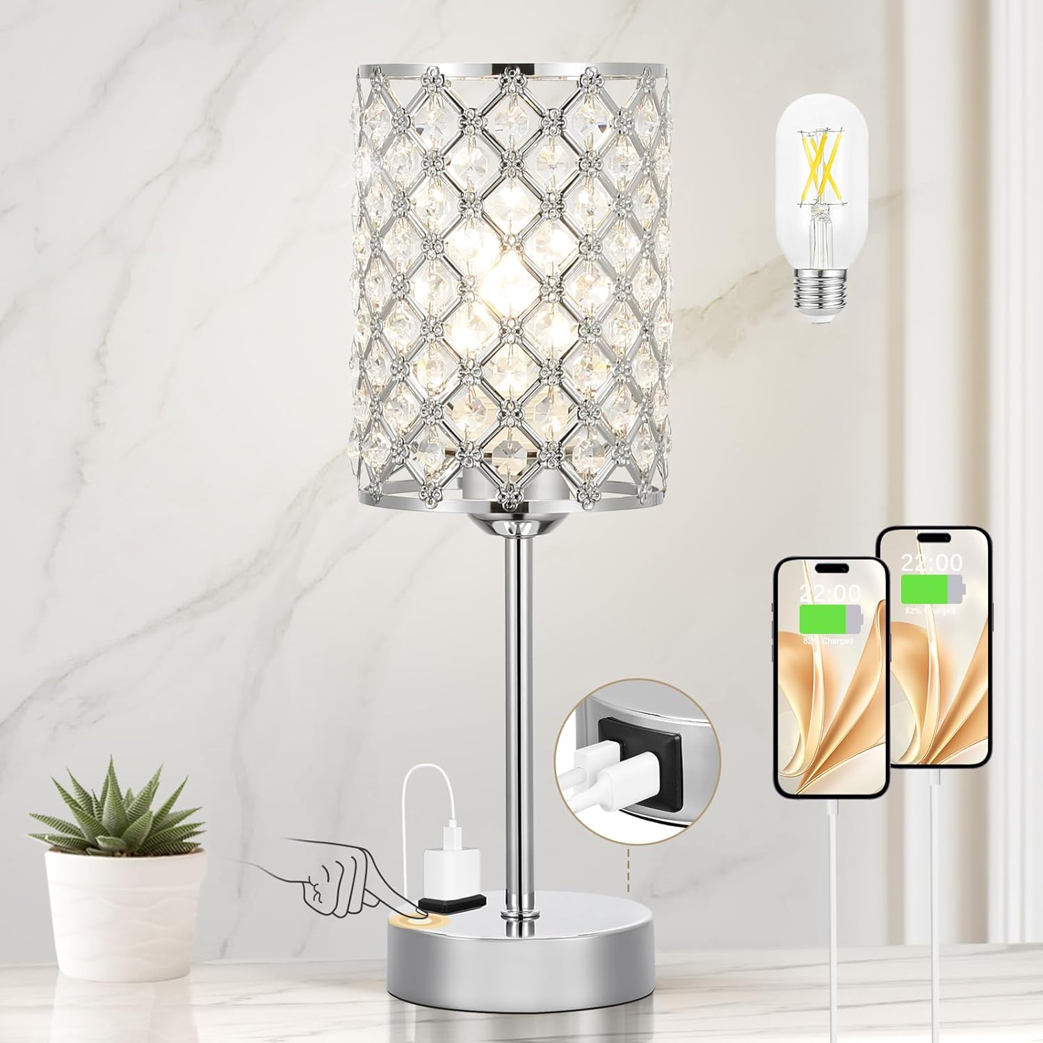 Dimmable Luxe Blue Desk Lamp — B-Silver