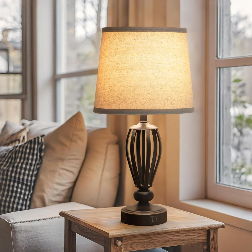 Dimmable Farmhouse Metal Bedside Lamp - View 6