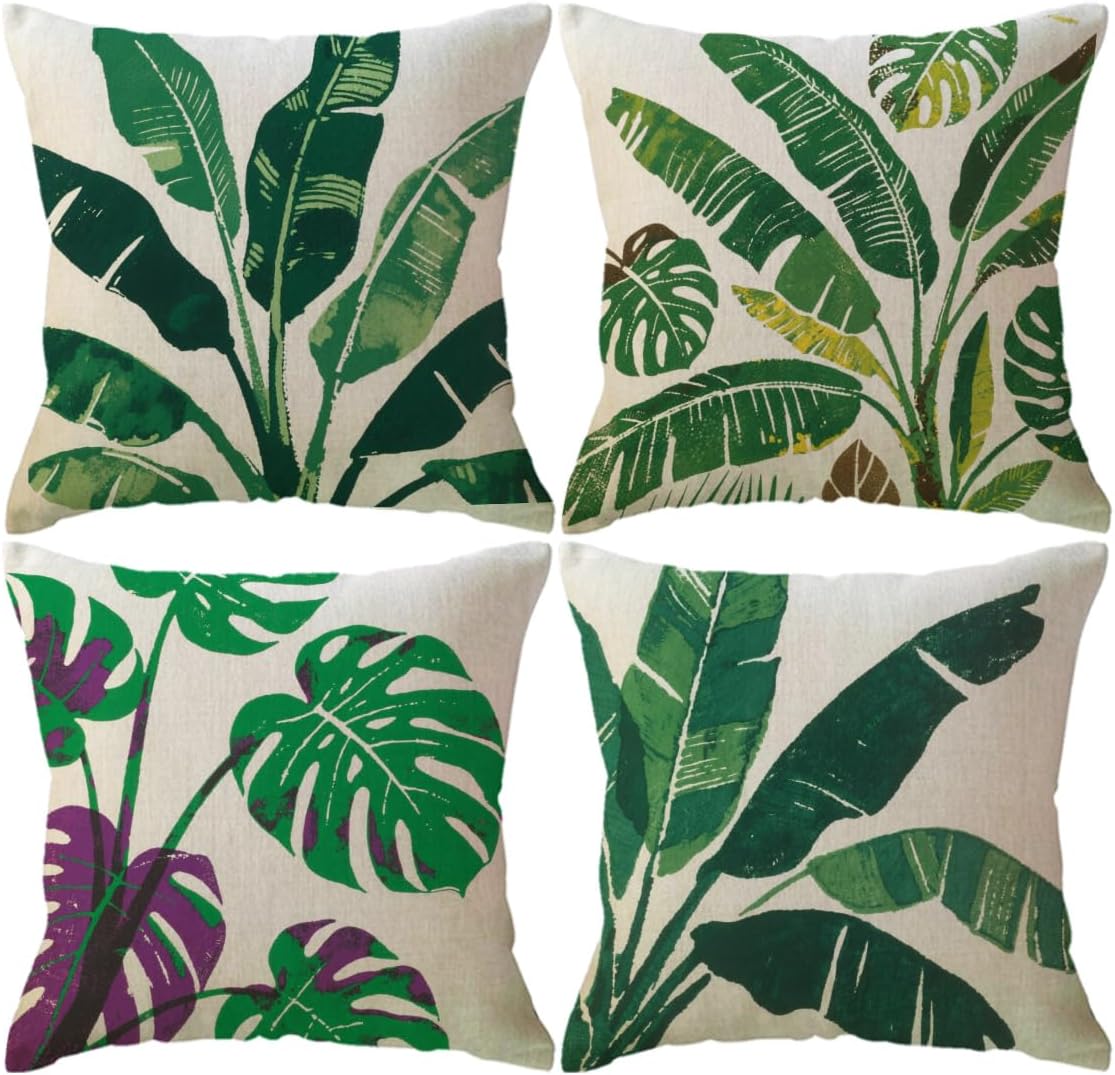 Boho Beige Throw Pillow Cover — 18" — Green