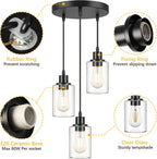 Adjustable Black Pendant Light — 3-Light - View 7