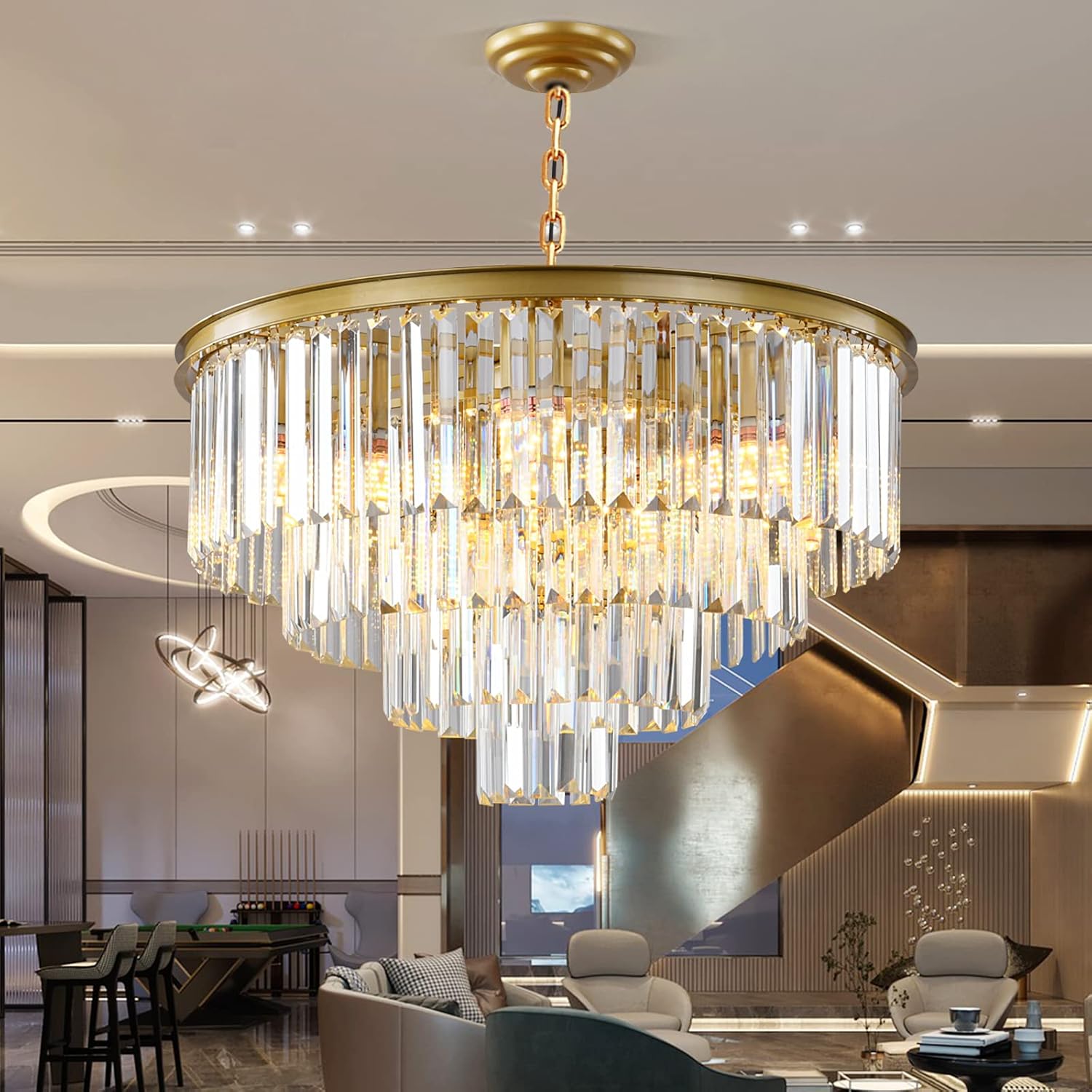 Adjustable Luxe Black Chandelier - View 6