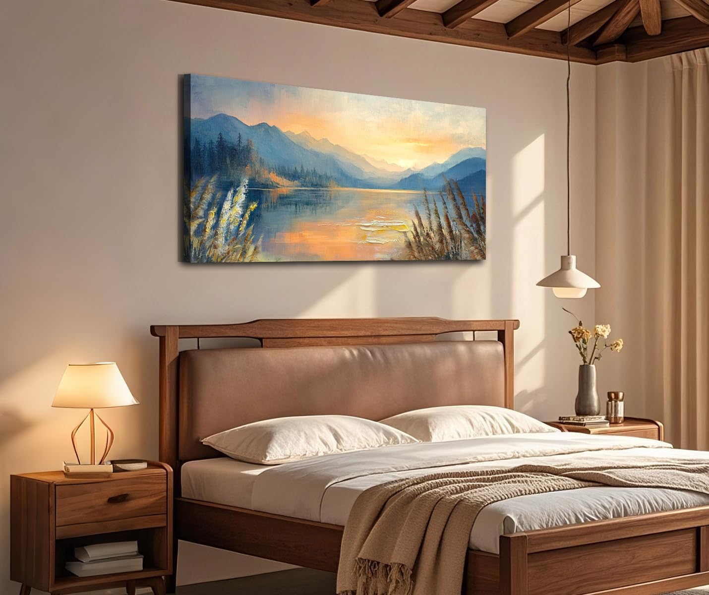 Framed Beige Canvas Wall Art — 40" - View 6