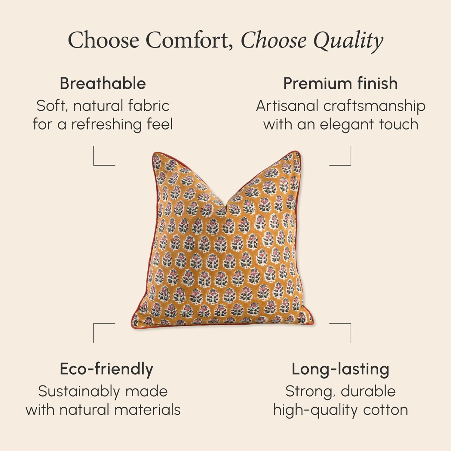 Boho Blue Throw Pillow Cover — 20" - View 6