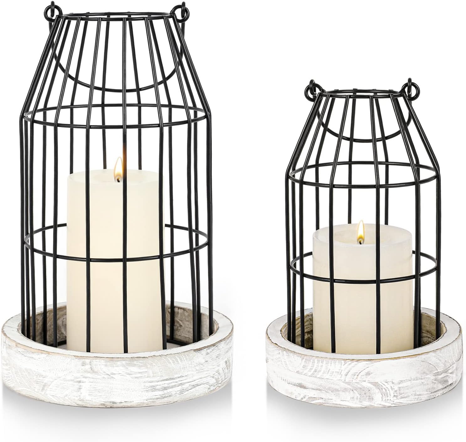 Vintage Farmhouse Black Candle — Set of 2 — Black/White