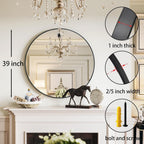 Black Round Mirror — 39" - View 2