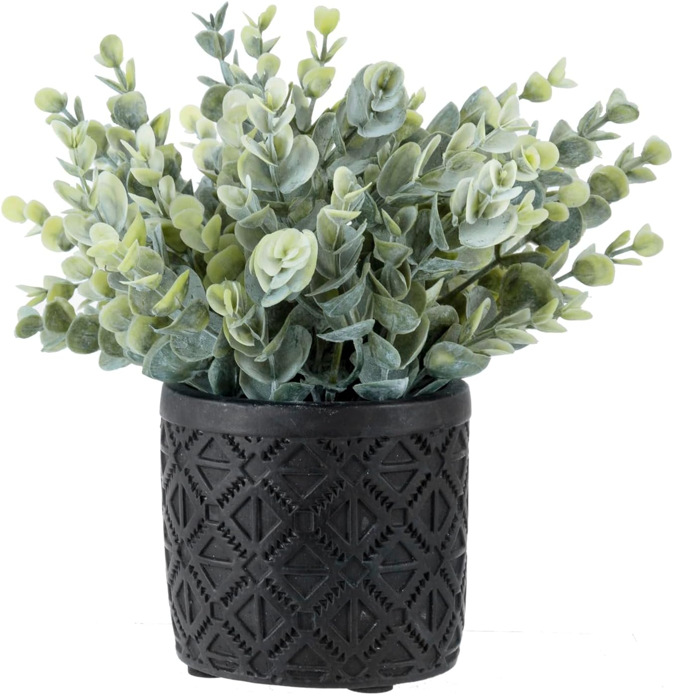 Round Modern Black Artificial Plant — Black