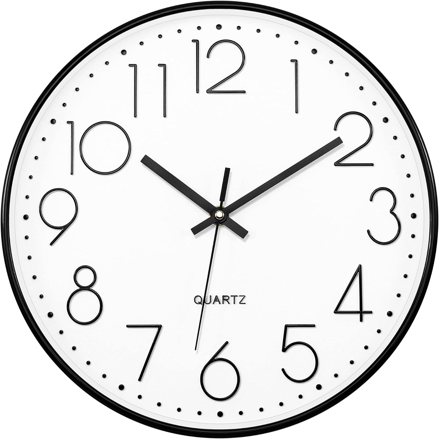 Battery Operated Luxe Beige Wall Clock — 12" — Black