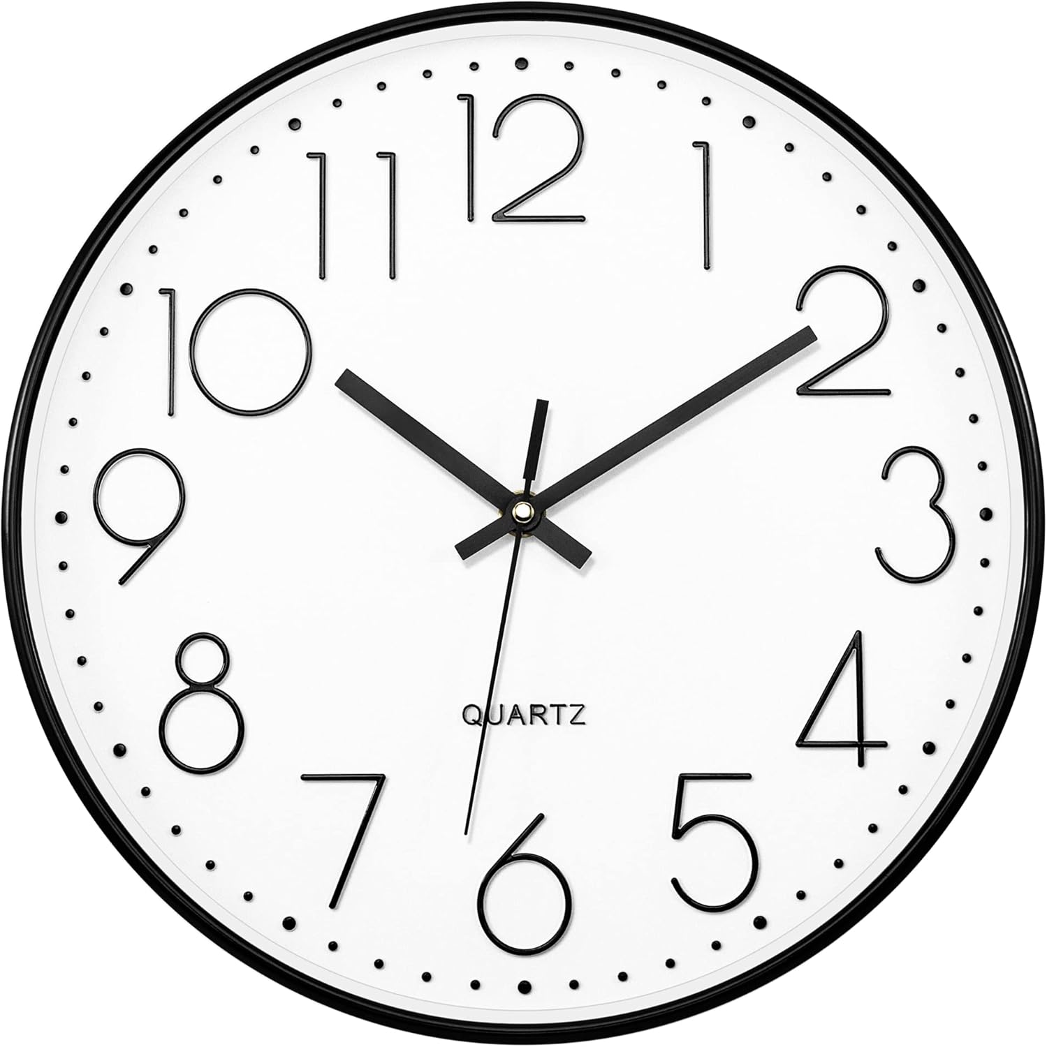 Battery Operated Luxe Beige Wall Clock — 14" — Black