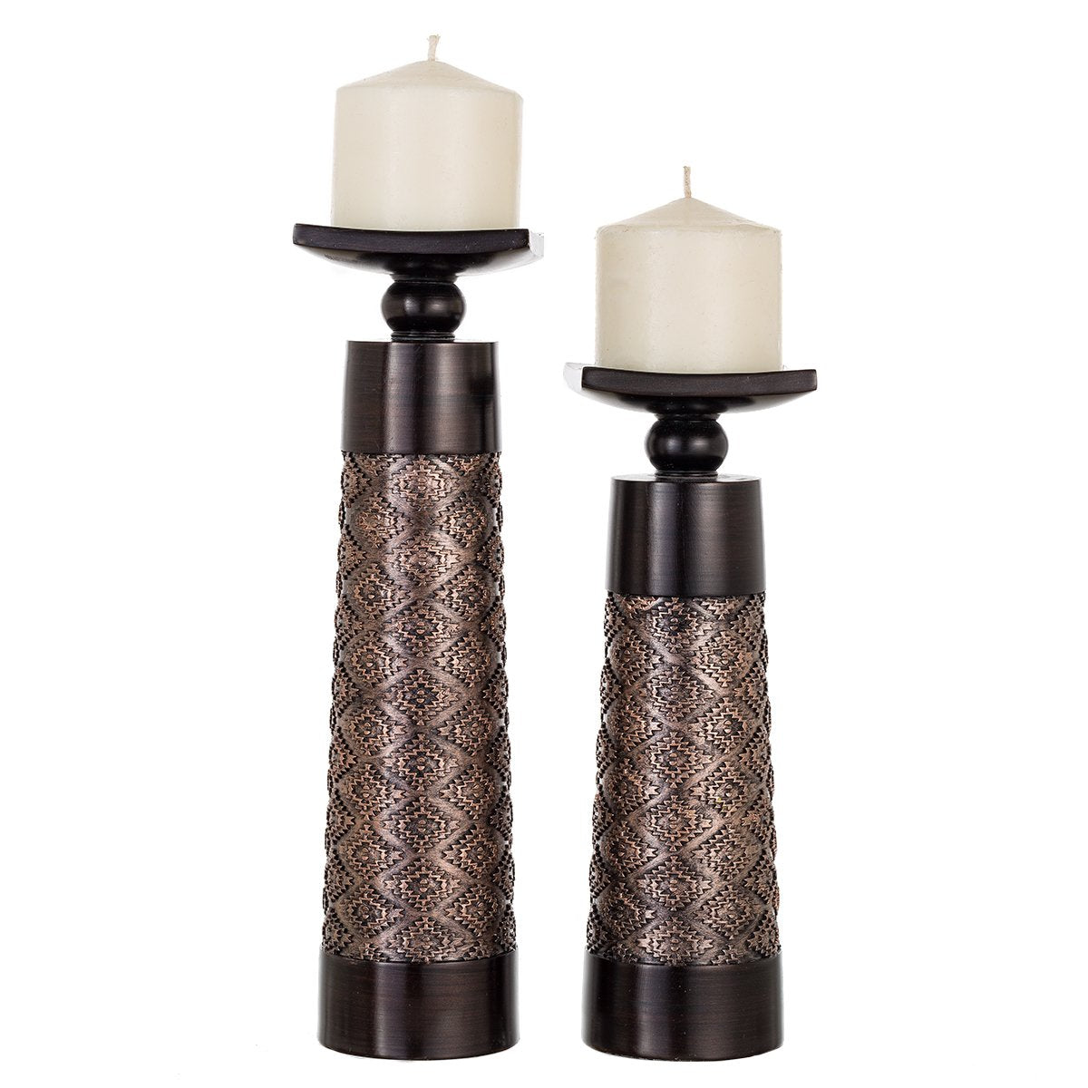 Brown Pillar Candle — Set of 2