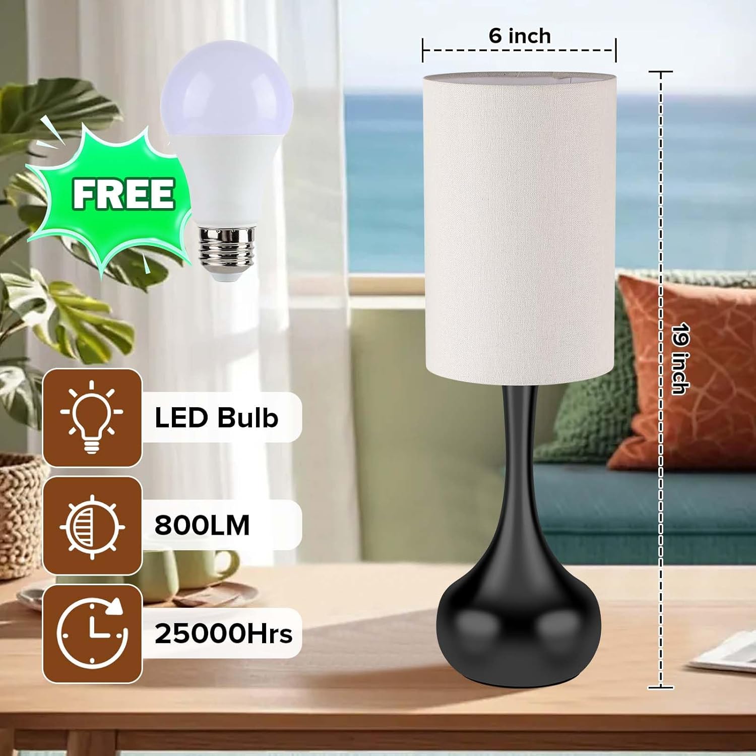 Dimmable Farmhouse Metal Bedside Lamp - View 5
