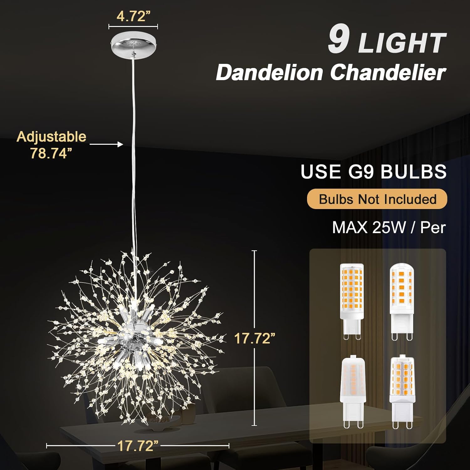 Luxe Gold Chandelier — 9-Light - View 3
