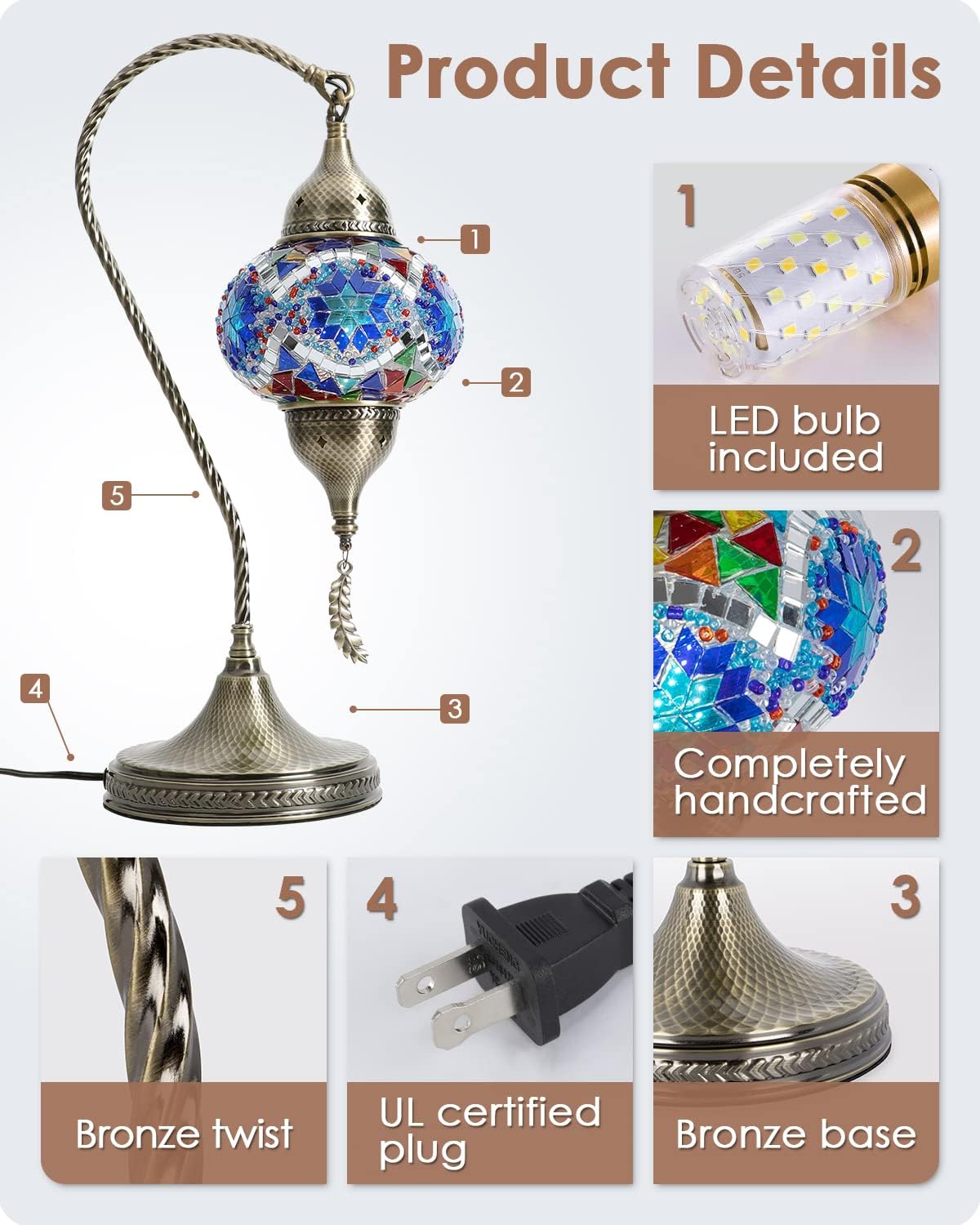 Blue Bedside Lamp — 19" - View 3